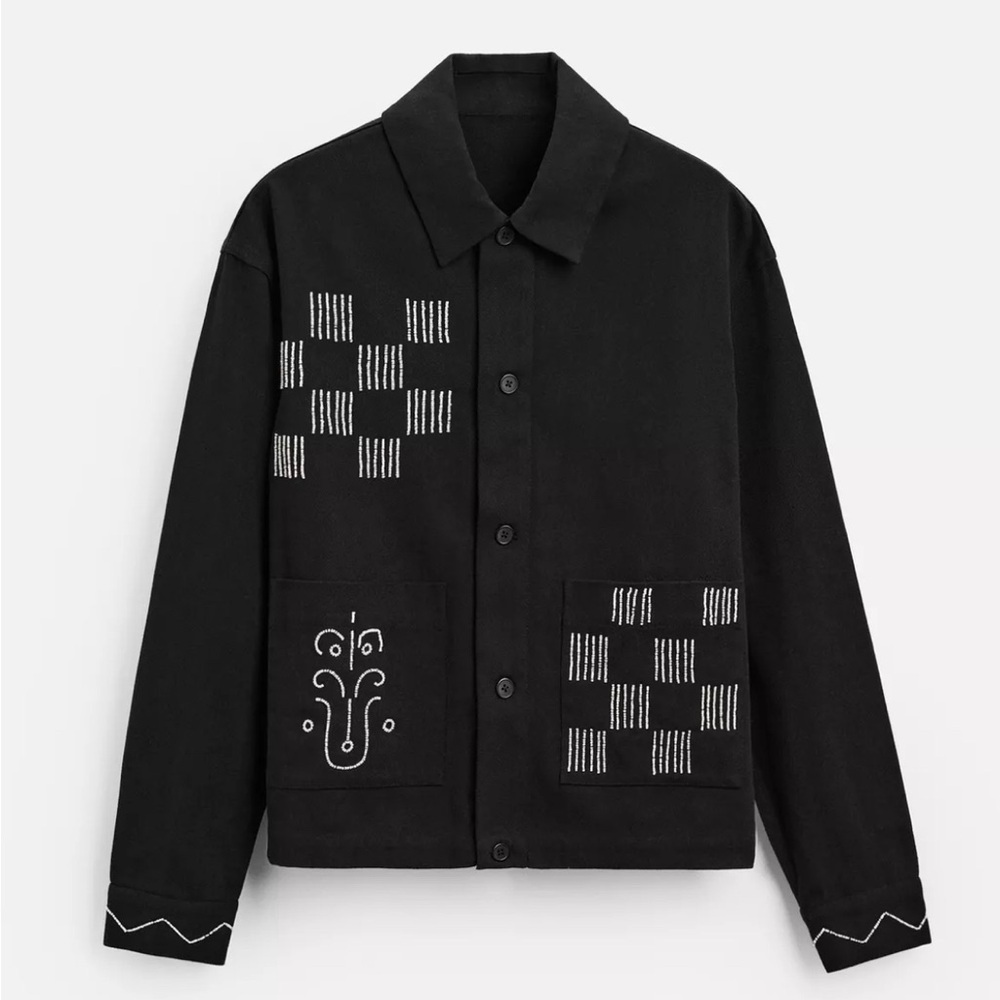 Zara embroidered bead men overshirt NWOT - Picture 5 of 7